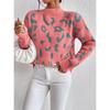 Women S Fashion Round Neck Long Sleeve Pullover Sweater Leopard Print