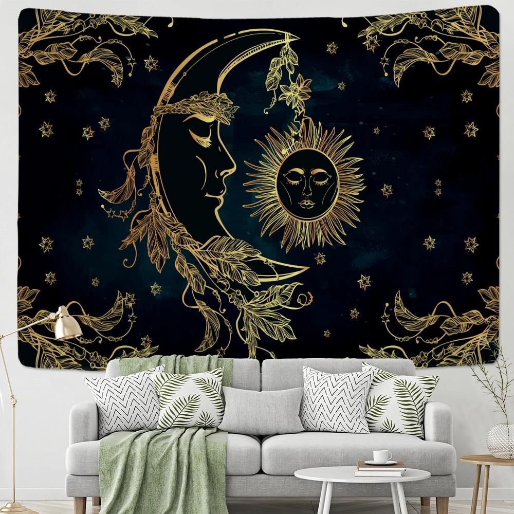 Scandinavian Ins Style Gothic Tapestry Geometric Rose Crescent Living Room Bedroom Bohemian Decorative Carpet