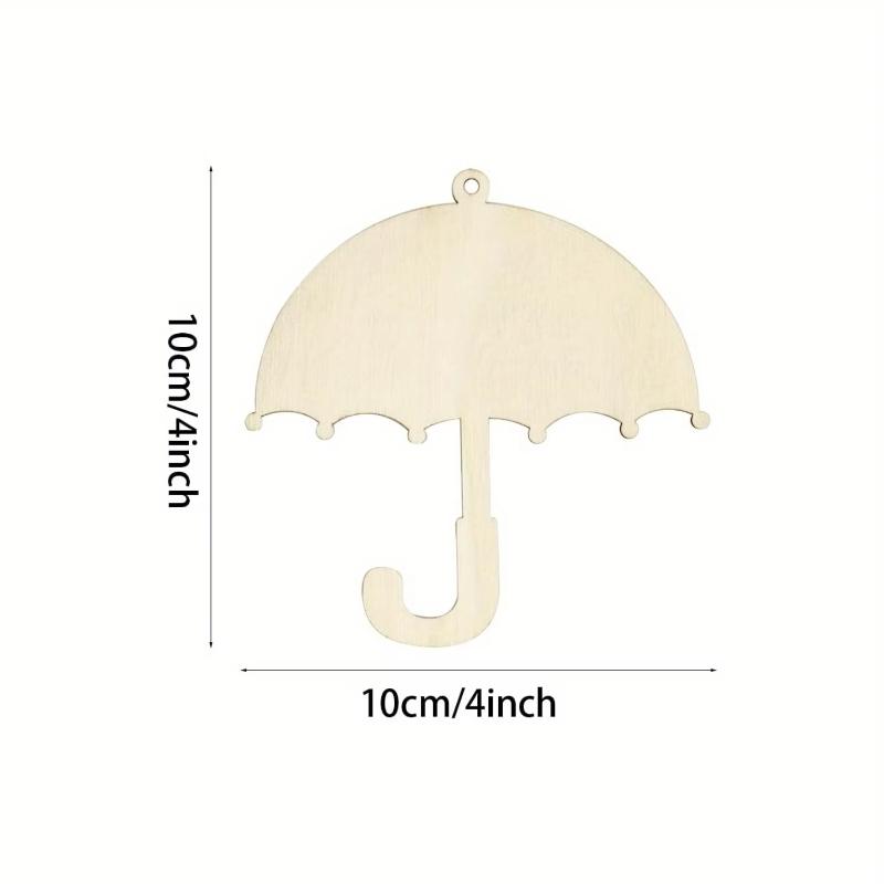 20pcs Umbrella Unfinished Crafts Wood Chip Decorations Suitable For Birthday Wedding Party Desktop Decoration Diy Painting Gifts