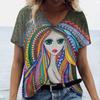 Facial Printed T-shirt Short Sleeved Top Casual Street Women's T-shirts