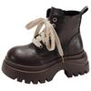 Black British Thick Heel Thick-soled Martin Boots Women's 2025 New Autumn Versatile Height-increasing and Thin Retro Short Boots