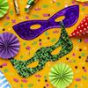 200 Pieces Mardi Gras Confetti for Table Decorations, Fat Tuesday Confetti Decorations Glitter Green Purple Paper Confetti Eyeglass Crown Table