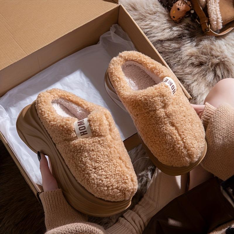 [Plush Winter Slippers]Women's & Men-like-like (Unisex-like) Plush Winter Slippers - Thick-Soled, Non-Slip Warm,Indoor House, Cozy & Soft Fabric