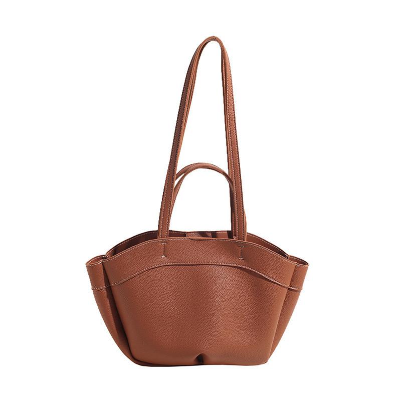 

Simple Solid Color Pu Leather Women Casual Tote Bag For Daily And Commuting