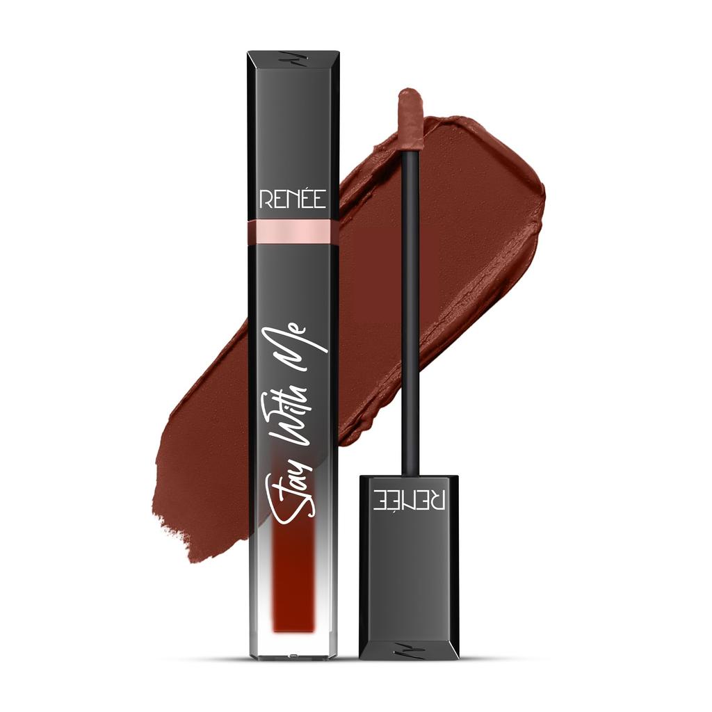 RENEE Stay With Me Matte Transferproof Liquid Lipstick- Creme Of Caramel | Waterproof & Smudge-proof | Bold Pigment, Lightweight & Long-lasting | W