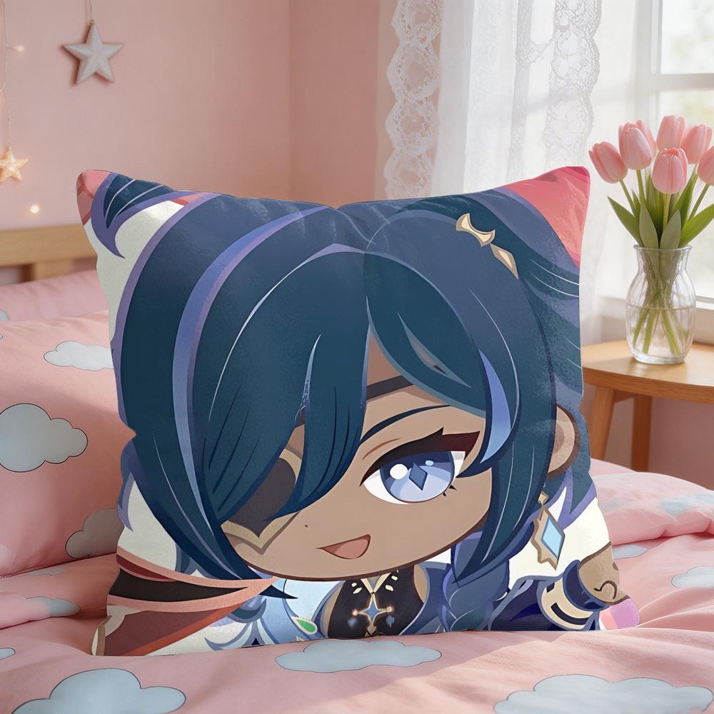Kaeya Cute Genshin Game Cushion Cover Short Plush Pillow Case Room Sofa Cushion Covers Home Decor Funda
