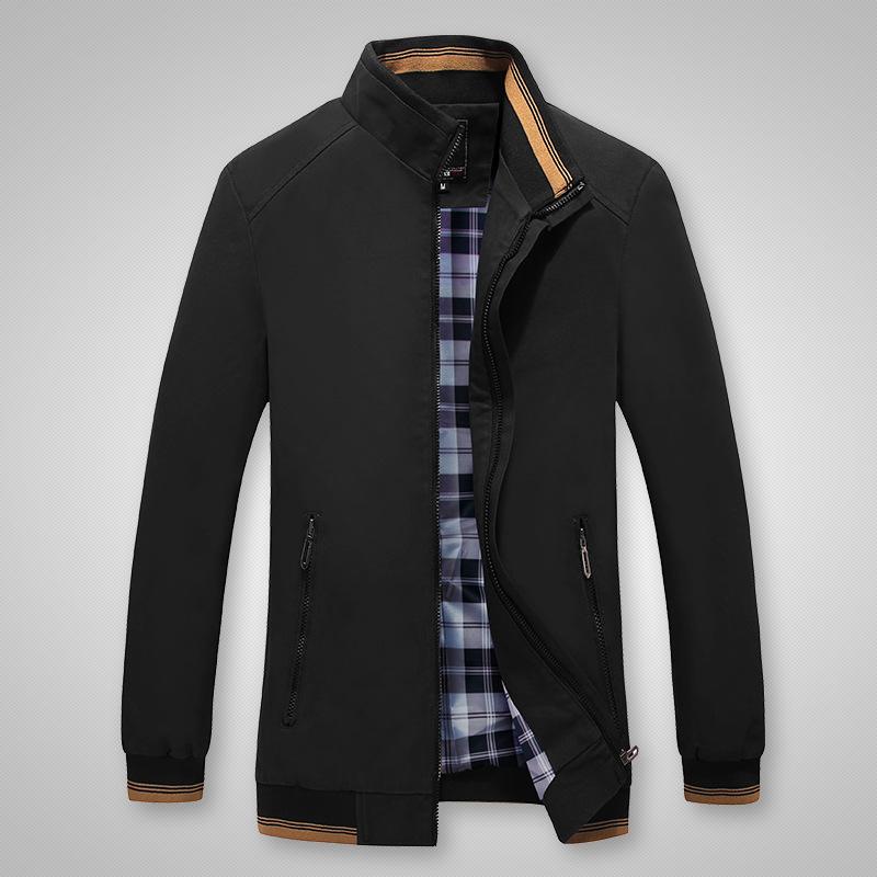Spring and Autumn New Men's Jacket Washed Cotton Standing Collar Middle-aged and Elderly Jacket Men's Casual Coat Tidal Trench Coat