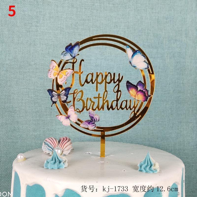 1pc Cake Decorations Happy Birthday Acrylic Cake Insert Toppers for Mitzvah Wedding Anniversary Cake Decor
