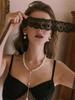 1pc Black Lace Eye Mask Blindfold & Semi-Transparent Veil Patterned With Random Lace, Sexy Lingerie Accessory Temptation BDSM