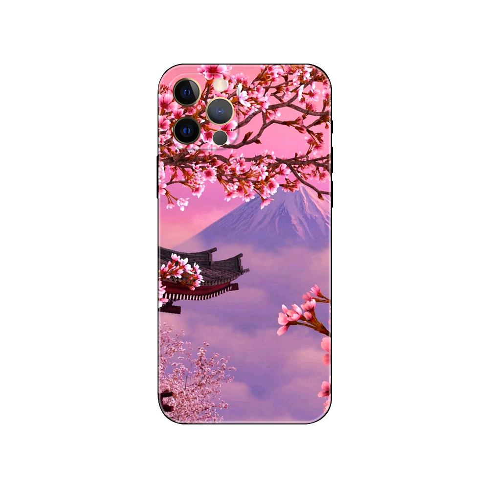 Paradise Japanese aesthetic phone case for iphone 5 2020se 6 6s 7 8 plus x 10 XR XS 11 12 13 mini pro MAX black tpu back cover