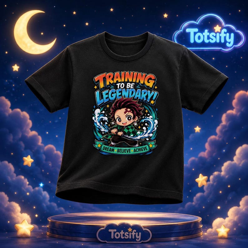 Kids Anime Tee | Chibi Boy, Water Waves, Motivational Training Graphic 140