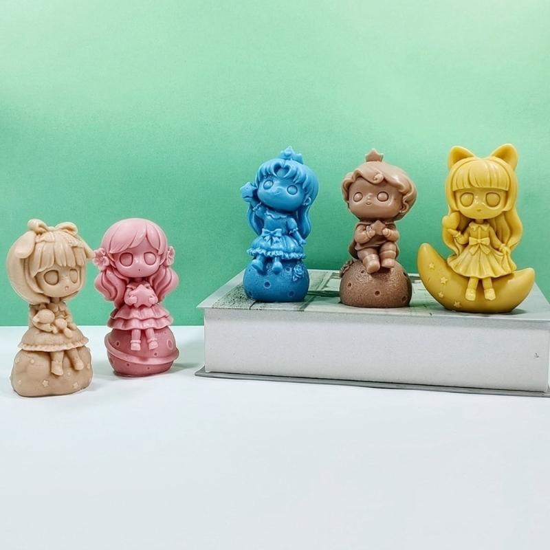 Princess Doll Candle Mold Silicone Gypsum Molds Desktop Decorations Handmade Scented Candle Making Wax Resin Soap Mould