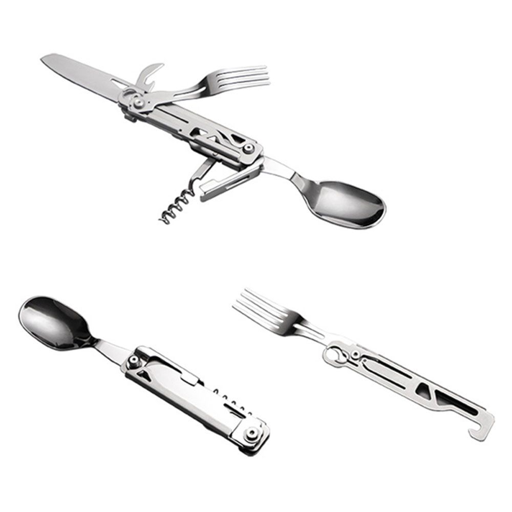 

Outdoor Tool Picnic Tableware Multi-tool Travel Tableware Kitchen Tool Knife Fork Outdoor Tableware серебряный