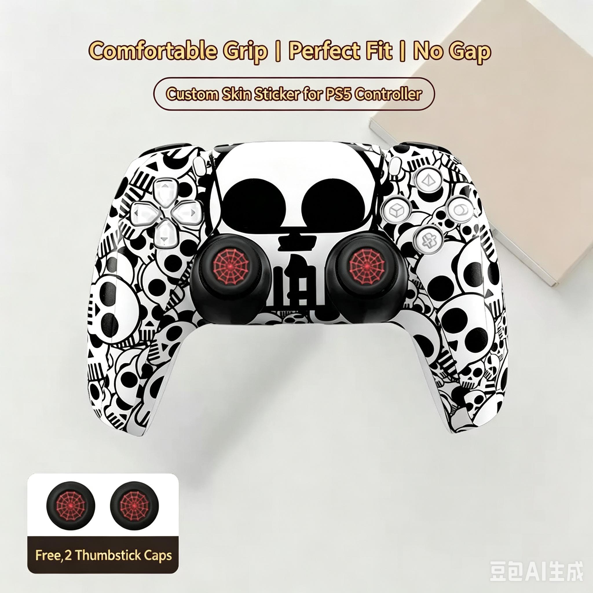 Skin per controller con motivo a teschio, con 2 cappucci grip per il pollic белый/чёрный