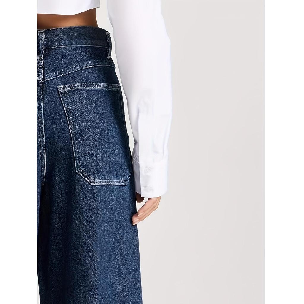 Women's Plus Size Wide Leg Loose Washed Denim Jeans