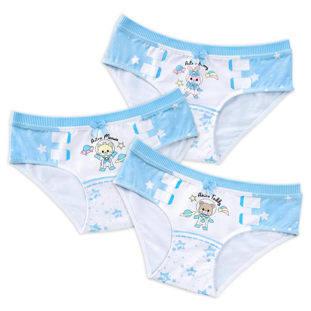 [LittleForBig] Girls' Cotton Panties [Baby Astronaut] Bow Knot Underwear 3-Piece Set L