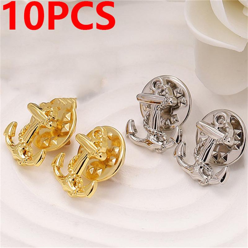 10pcs/set Anchor Rudder Brooch Fashion Vintage Men Shirt Suit Badge Collar Lapel Pins Brooches Jewelry Accessories Gifts