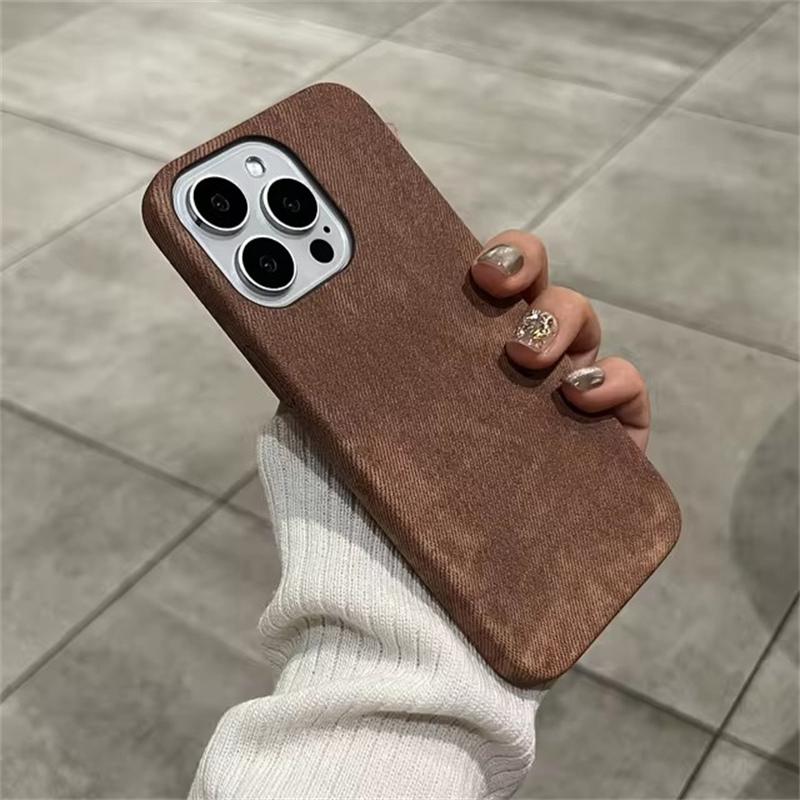 Luxusní matný kožený látkový obal pro iPhone 16 15 14 Plus 13 12 Mini 11 Pro X XR XS Max Soft Shockproof Jeans Retro Thin Cover