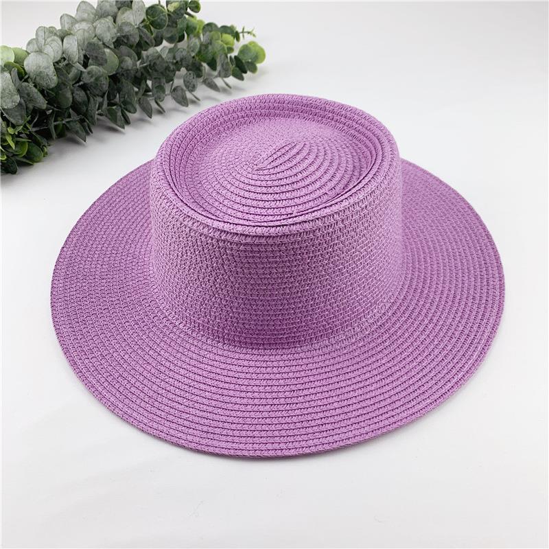 Women Spring Summer Solid New Concave Paper Straw Hat Retro French Round Beach Island Female Sunshade Hat
