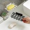 Wall-Mounted Imitation Rattan Grid Soap Holder, Punch-Free Plastic Shower Drain Box