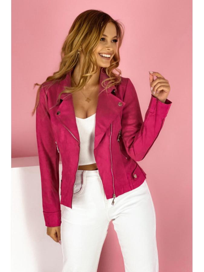 2025 Autumn/Winter Women's Zipper Suede Short Jacket with Turn-Down Collar