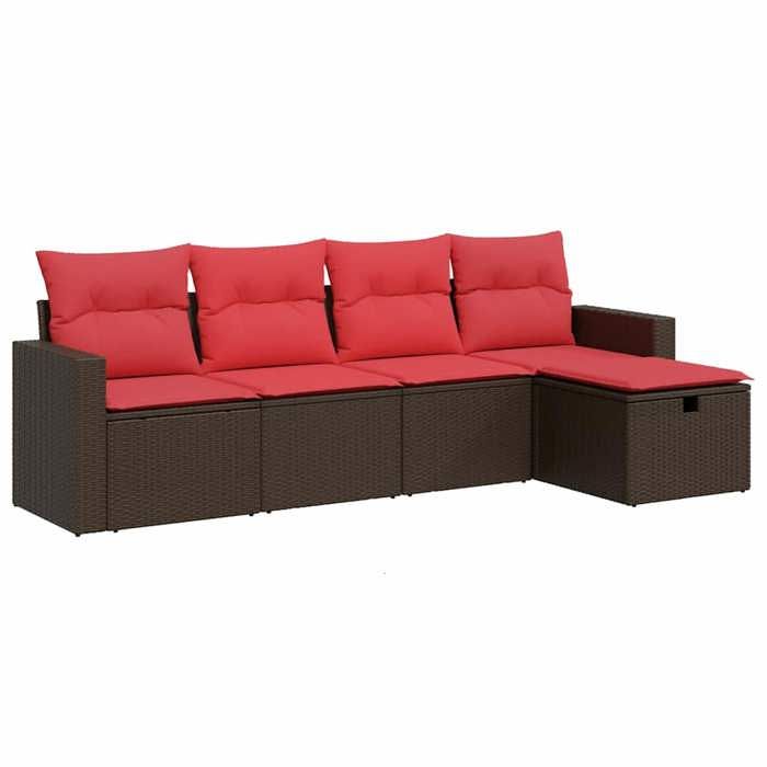 VidaXL Salon de jardin avec coussins 5 pcs marron résine tressée 3325370