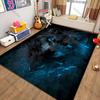 3D HD Blue Flame Lone Wolf Cool Printed Carpet Bedroom Non Slip Sofa Table Area Rugs Living Room Hallway Floor Mats, Fast Arrive