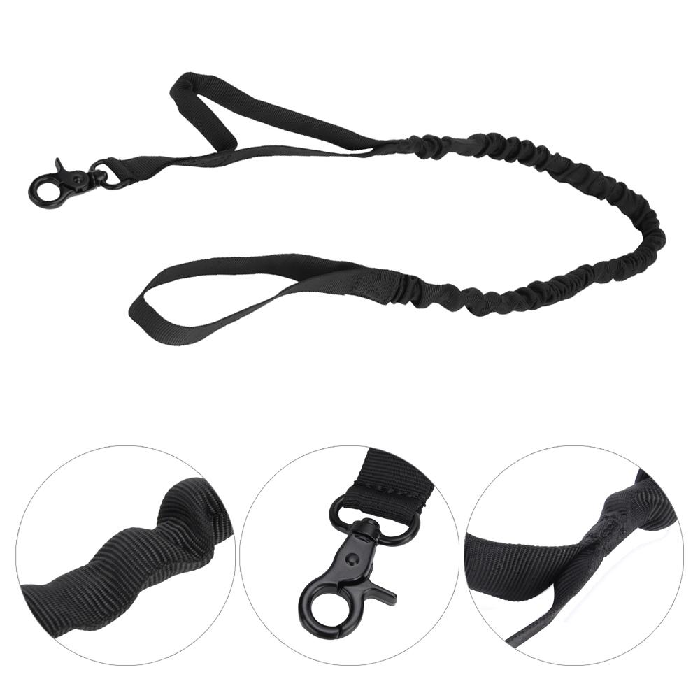 Taktyczny nylonowy treningowy elastyczny smycz dla psa do chodzenia, kempingu czarny
