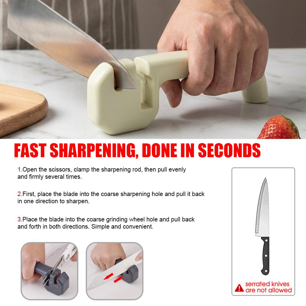 Household Handheld Sharpening Tool Suitable for Kitchen Knives and Scissors Care Double Slot Kitchen Knife Care Device with Anti Slip Base