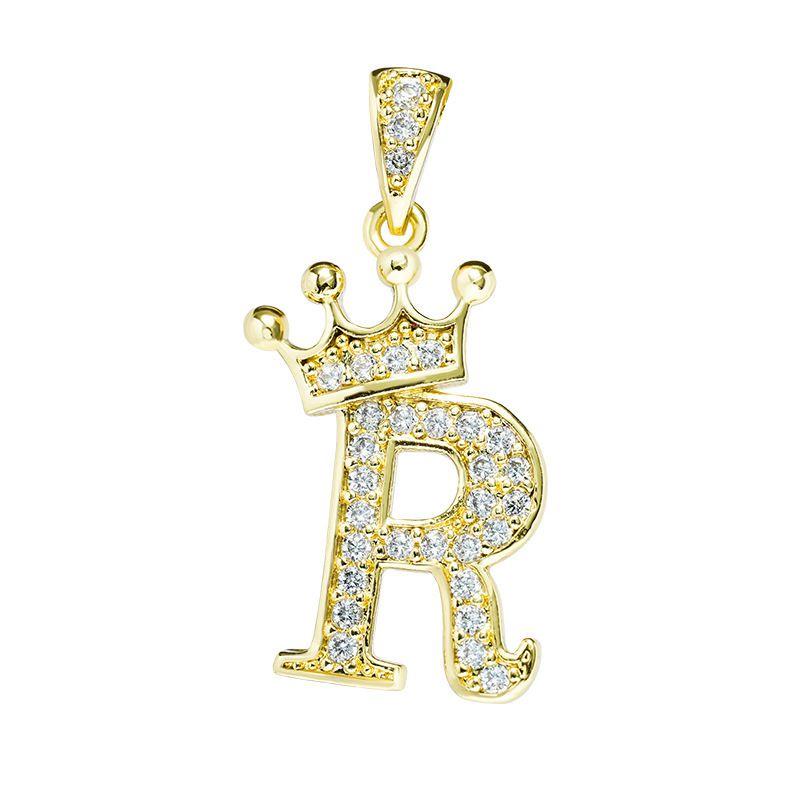 Luxuriöse goldene Alphabet-Halskette mit Kronenanhänger für Frauen und Mädchen