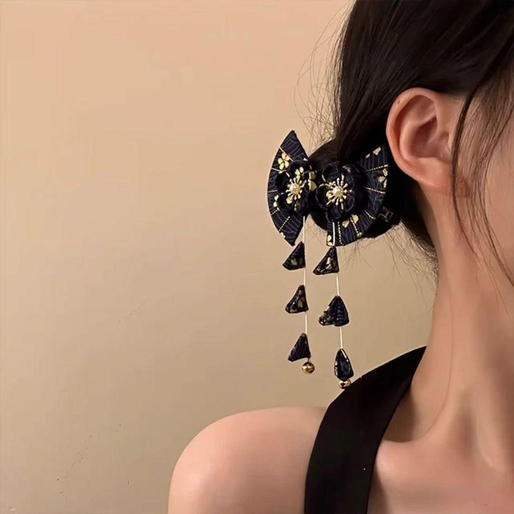 Bell Kimono Sakura Hairpin Sakura Hanfu Fan Hair Clip Cute Tassel Fan Hair Clip  Photo Pros