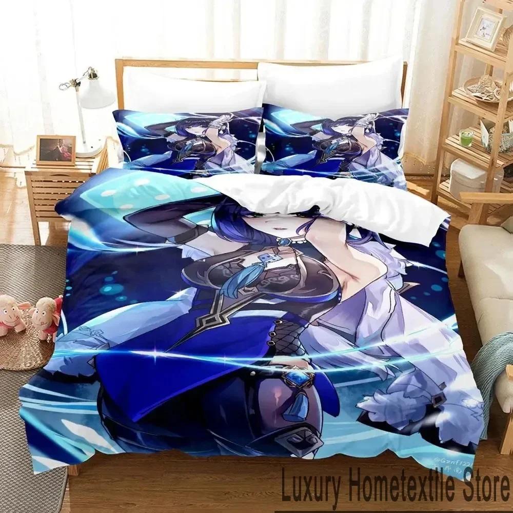 

3D-принт аниме-игра Yelan Genshin Impact Комплект постельного белья для мальчиков и девочек Twin Queen King Size Пододеяльник Наволочка Кровать для мальчиков и взрослых EU Single 135x200cm
