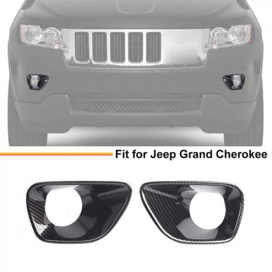Carbon Front Fog Light Cover Fog Lamp Frame Trim For Jeep Grand Cherokee 2011-13