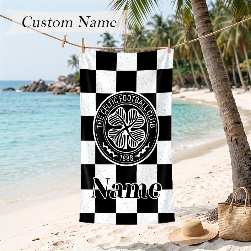 Celtic Football Club Custom Name Printed Beach Towel Personalized Soft Towel For Swimming Beach Travel