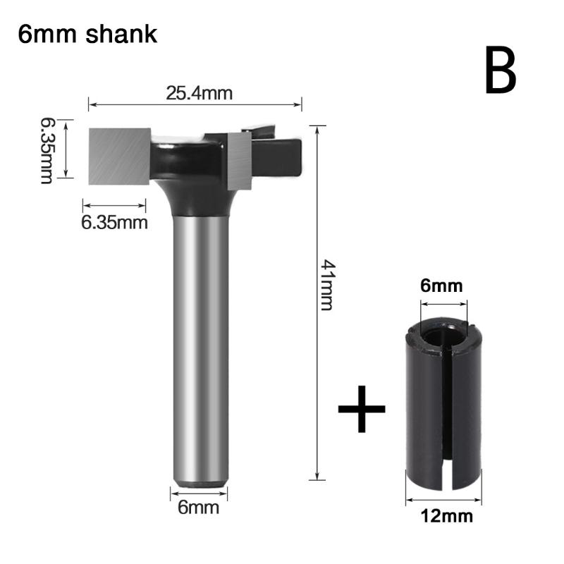 1/4 Schaft Holzbearbeitung Fräser T-förmiger Nutenfräser Bodenreinigungsmesser Nutfräser Verwendet zum Ziehen und Nuten
