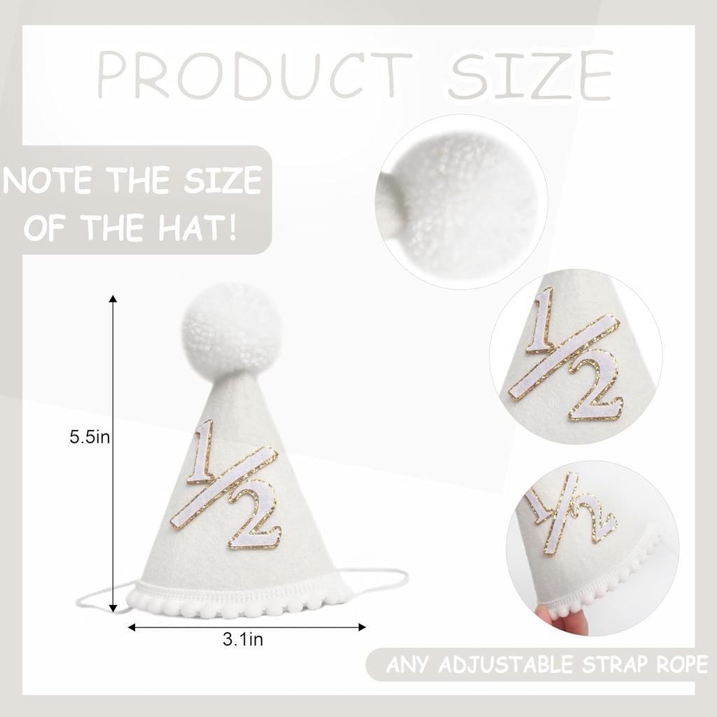 Boho 1/2 Birthday Hat For Babies, Handmade Boho Style Half A Year Old Birthday Crown, Neutral Color, Unisex