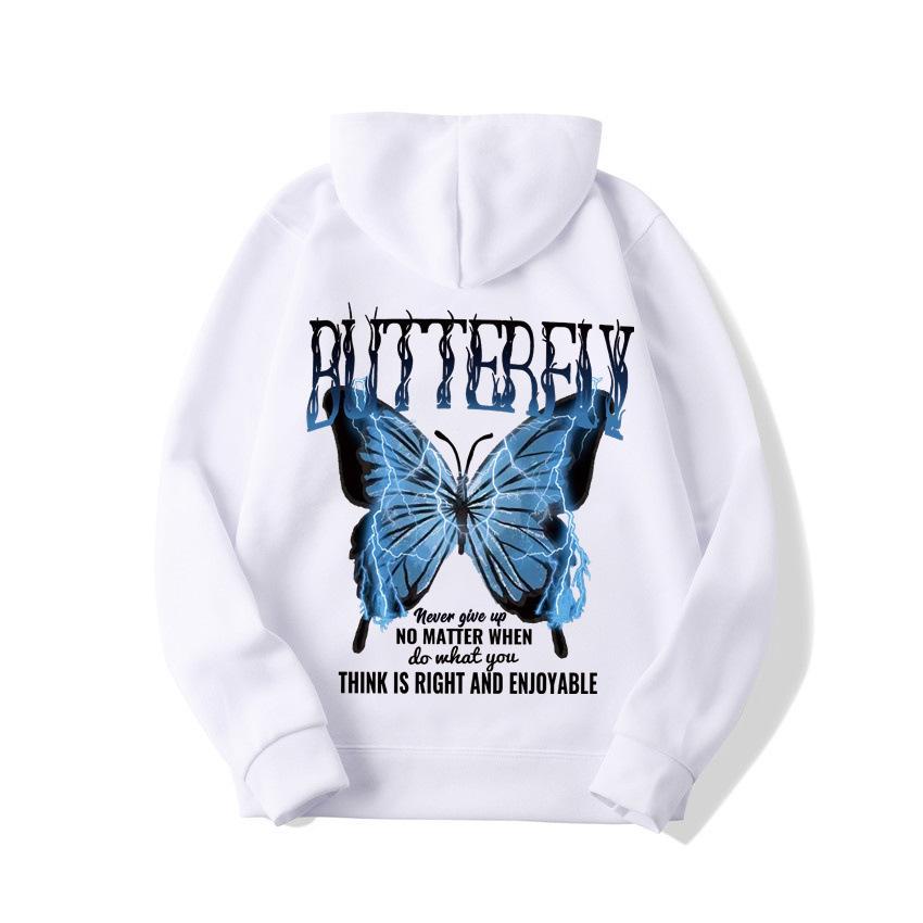 2025 European and American new letter fashion multi-color butterfly casual hooded fleece sweater