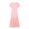 Women's summer new French fashion temperament boat-shaped short-sleeved splicing dress