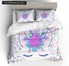 Kids Unicorn Eyelash Pink Princess Duvet Cover King Queen Bedding Set Fairy Magic Animal Closed Eye 2/3pcs Polyester Quilt Cover