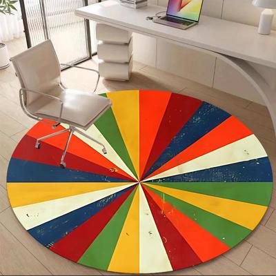 1PC Color Wheel Office Round Area Rug, Mat Suitable For Office, Under Office Chairs Bedroom Living Room Home Decor, Room Deco
