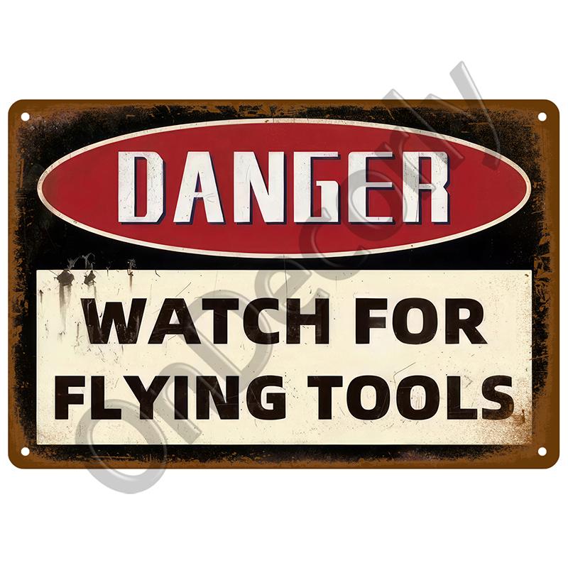 Retro výstražná plechová cedule Nebezpečí Vintage plechová cedule Plakát Kovová deska pro garáž Domácí muž Jeskyně Nástěnná výzdoba Umělecké hospody Plakát Pozor