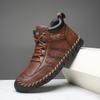 Hand-stitching Leather Men Boots Genuine Leather Casual Leather Shoes Men Ankle Boots