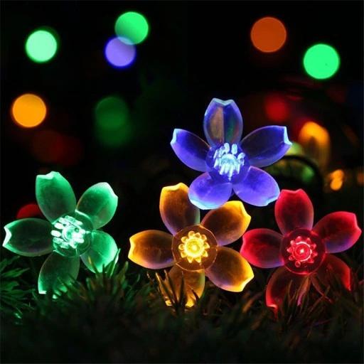 Lampki Ogrodowe Solarne Kwiatki 7M 50Led Multikolor - Do Dekoracji Ogrodu