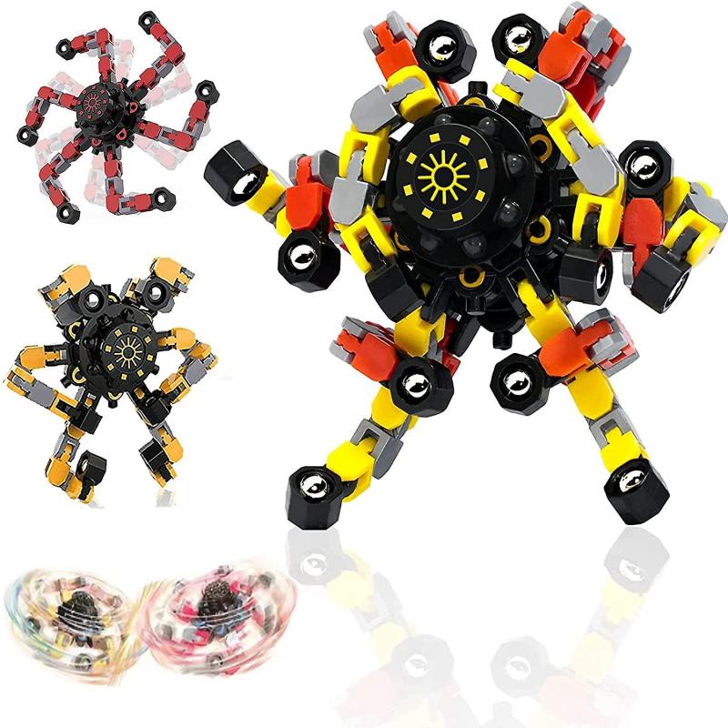 4PC Cool Fidget Spinning Top Focus Toy with Transformable Chain Mechanical Spiral Twister