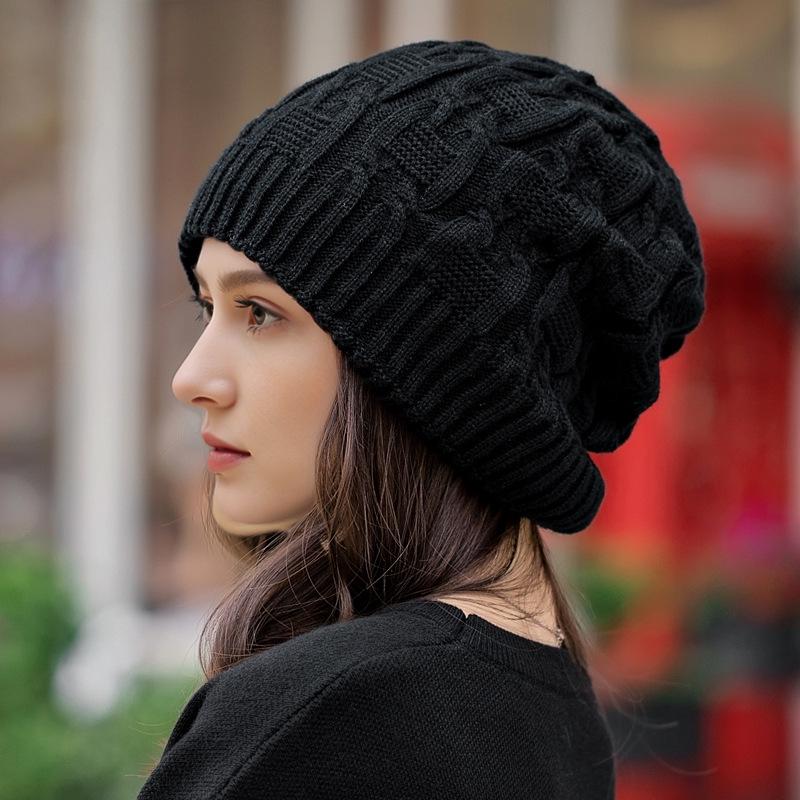Women's Trendy Winter Knitted Slouchy Hat with Ear Protection, Large Head Circumference, Face-Slimming Design