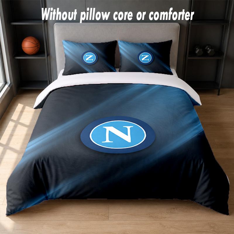 Set Biancheria da Letto Napoli FC 1 Copripiumino + 2 Federe Morbido Traspirante Biancheria da Letto per la Casa