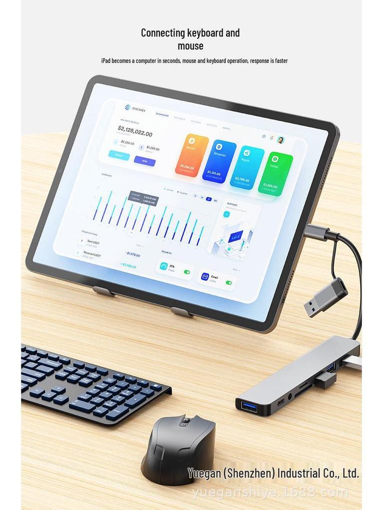 Cross-Border USB-C Hub: 7/8-in-1 Adapter for Laptop, Tablet, and Phone