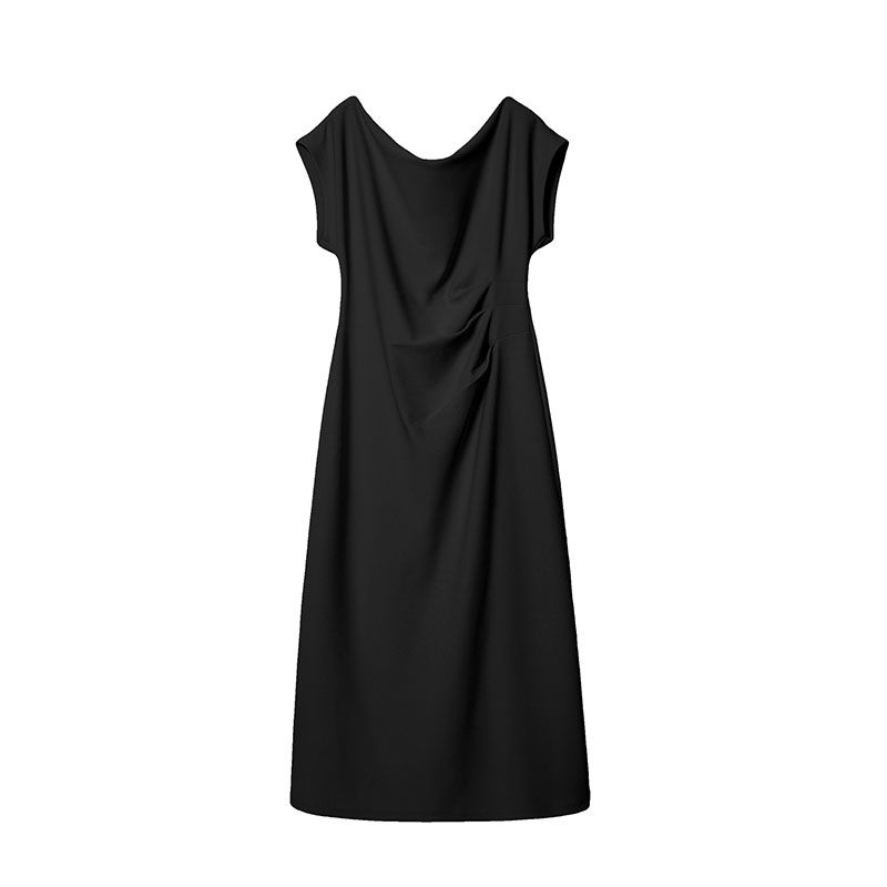 

Lan Yu Plus Size Women s Clothing [Two-Way Collar Type] Temperament Waist-Controlled Dress Summer Important Event Super Slimming Dress Black presale L([Recommended 55.00 kg-62.50 kg]])