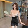 Niche sexy low-cut hip-wrapped short skirt fashion foot therapy overalls pure desire slim-fit dress