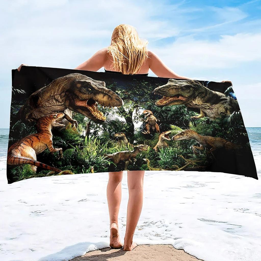 Jungle Realistic T Rex Printed Beach Blanket Large Soft Blanket For Kids Beach Pool Camping Travel